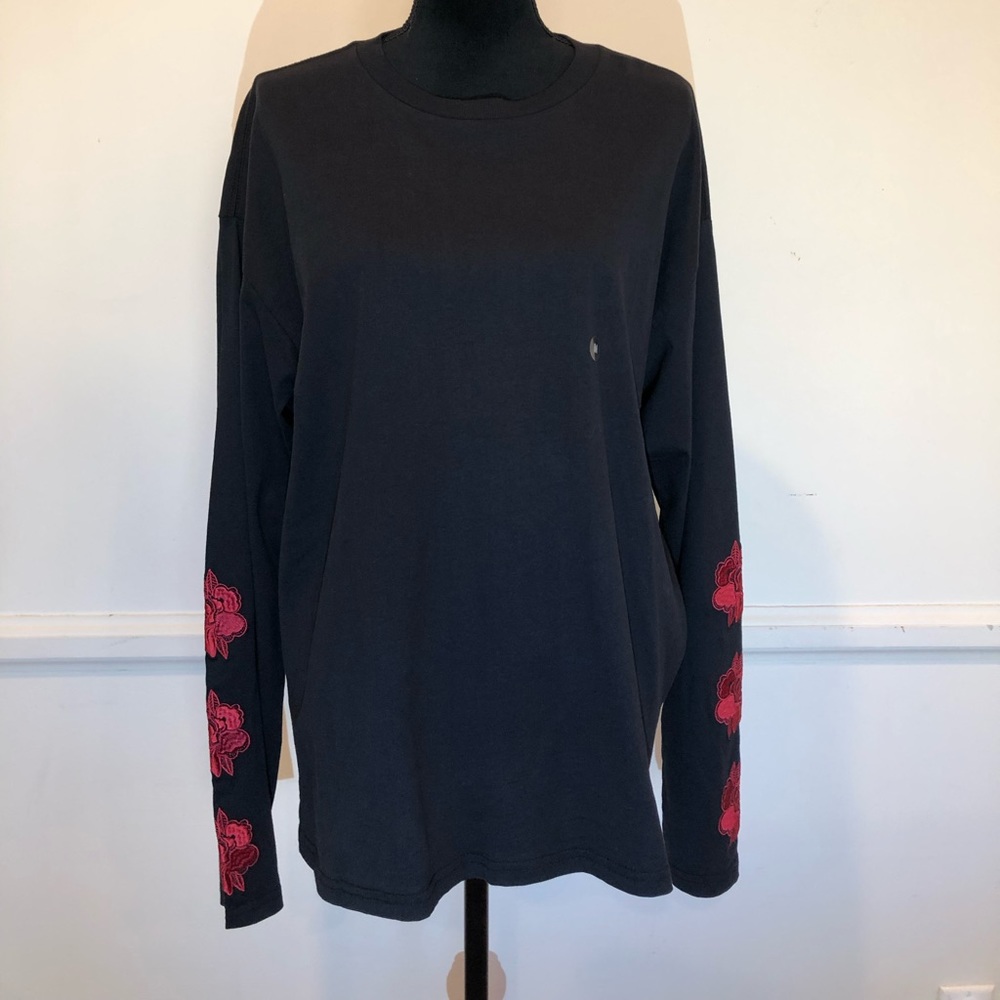 Pacsun Black Long Sleeve with Embroidered Roses